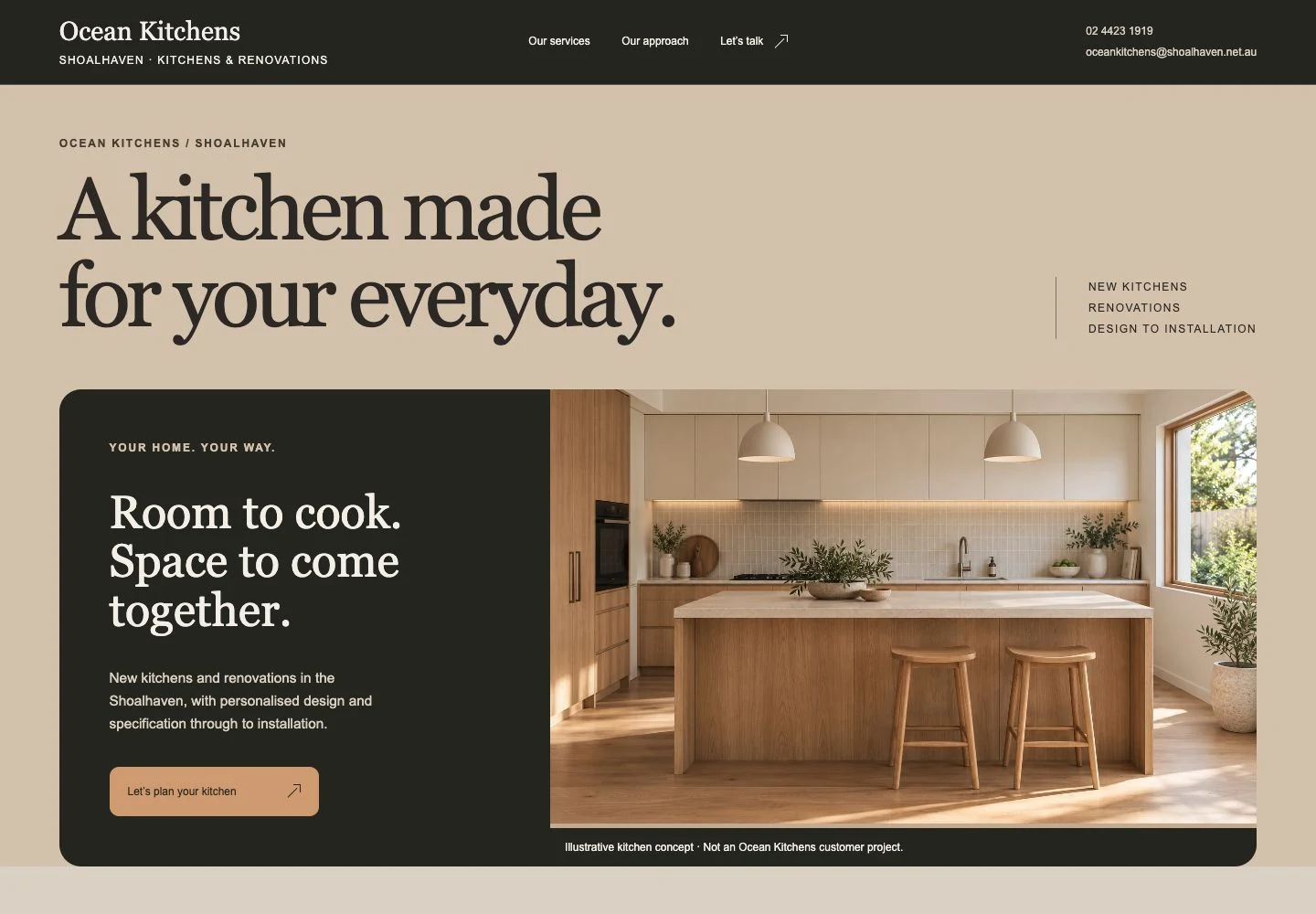 Ocean Kitchens homepage design study