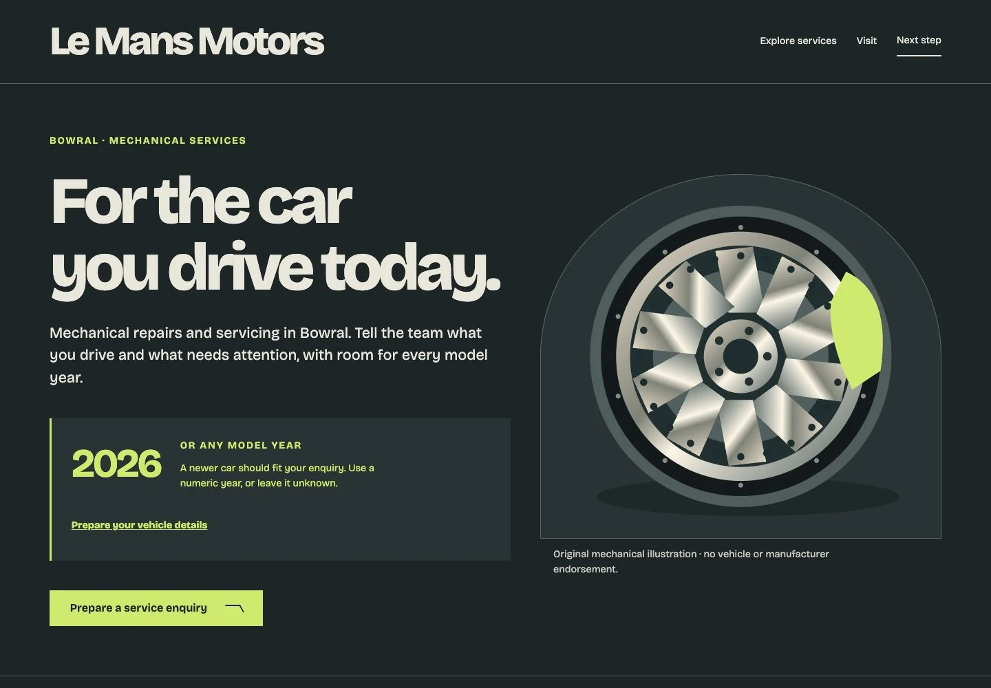 Le Mans Motors homepage design study