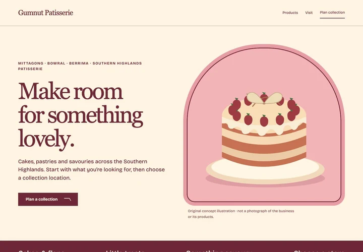 Gumnut Patisserie homepage concept